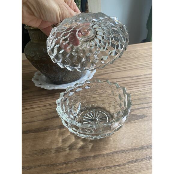 Vintage Fostoria American Cubist Lidded Candy Dish Covered Dish - Picture 3 of 5